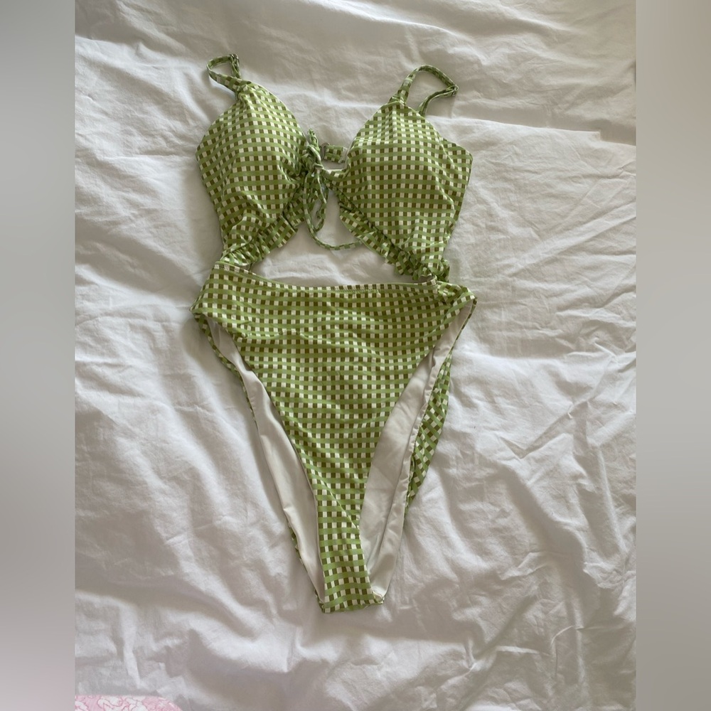 Green Gingham One-Piece Swimsuit Never Worn.
